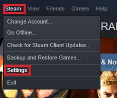 Steam Settings Navigation