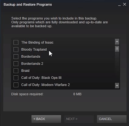 Backing up Steam games