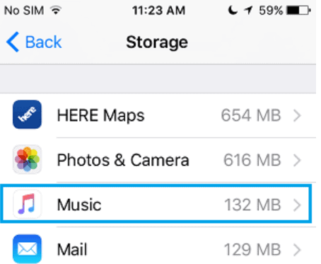 Music Storage Settings